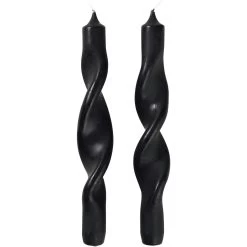 Broste Copenhagen Twist Kerze 23 Cm 2-er Set, Simply Black
