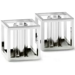 By Lassen Kubus Micro Kerzenhalter 2-er Set, Nickel Plated