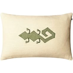 Gecko Kissenbezug 40x60 Cm, Hellbeige / Cactus Green
