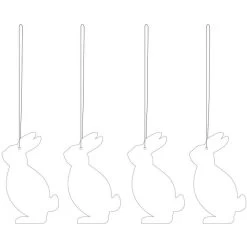 Hare Osterdeko Edelstahl 4-er Set, Weiß