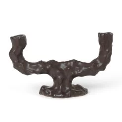 Ferm LIVING Dito Kerzenhalter Steingut 16x25 Cm, Dunkelbraun