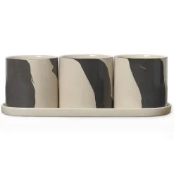 Ferm LIVING Inlay Kräutertöpfe Mit Platte 4 Teile, Sand / Braun