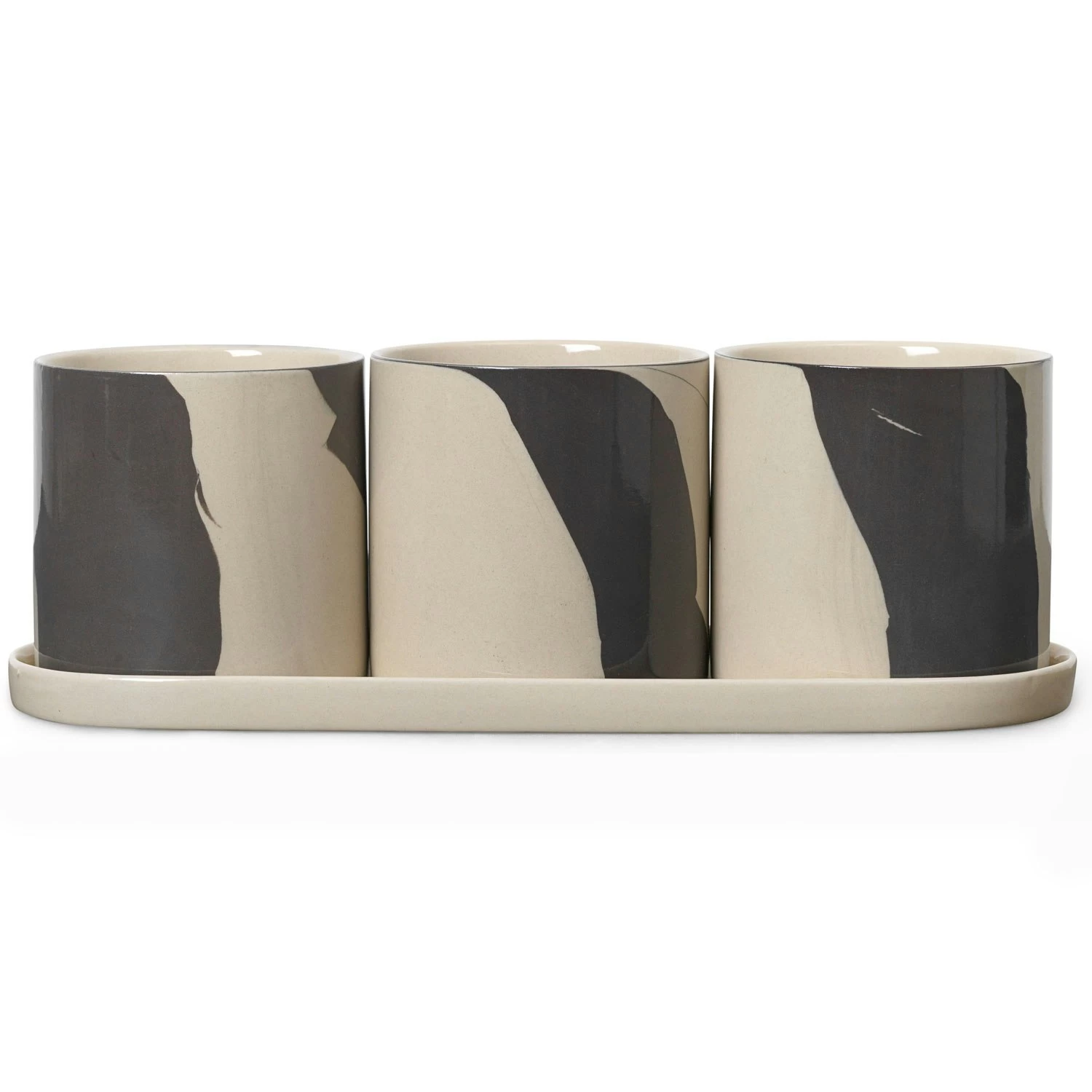 Ferm LIVING Inlay Kräutertöpfe Mit Platte 4 Teile, Sand / Braun