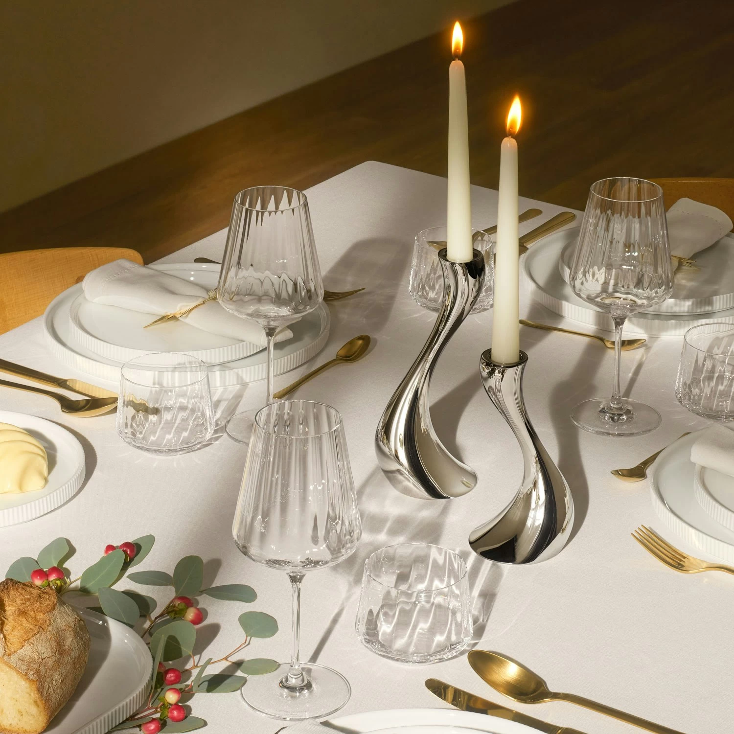 Georg Jensen Cobra Candle Holders 2 Pcs, Candles Included – Bild 2