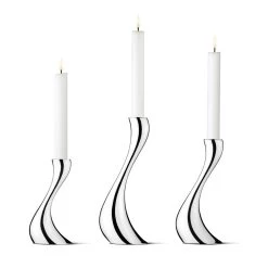 Georg Jensen Cobra Kerzenständer 3 Teilig, Inklusive Kerzen