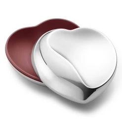 Georg Jensen Heart Bonbonniere Schmuckschatulle Burgunderrot, 12 Cm
