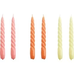 Hay Twist Candles Kerzen 6-er Set, Dark Rose / Dark Peach / Citrus