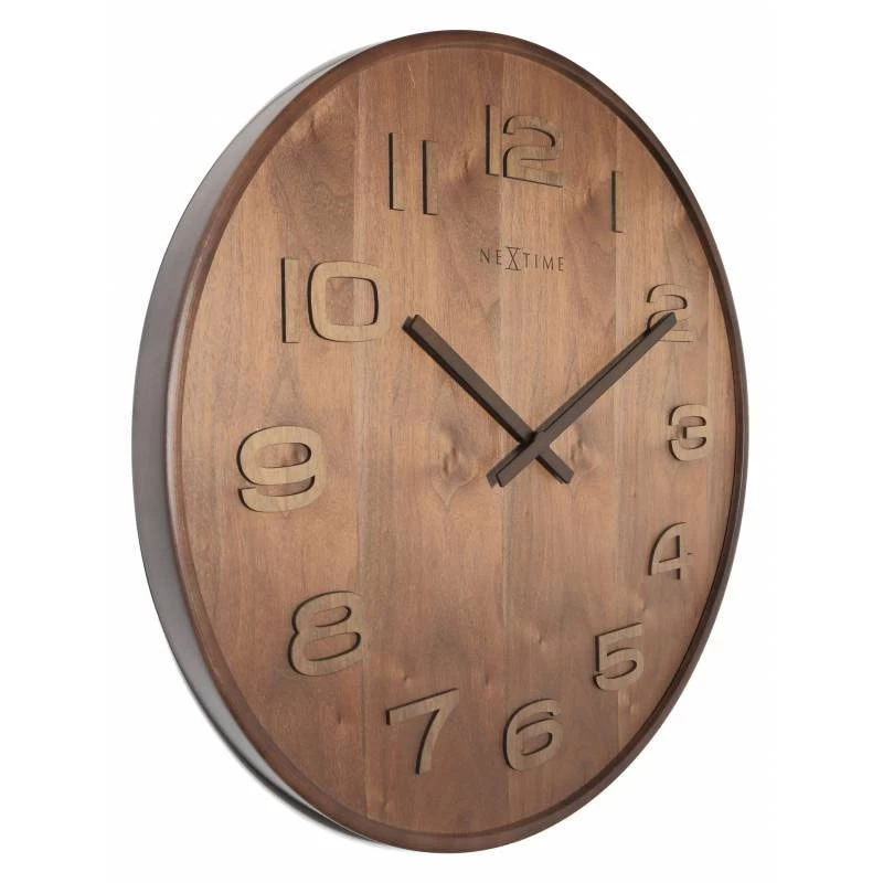 NeXtime Wood Wood Wall Clock Medium, Brown – Bild 2