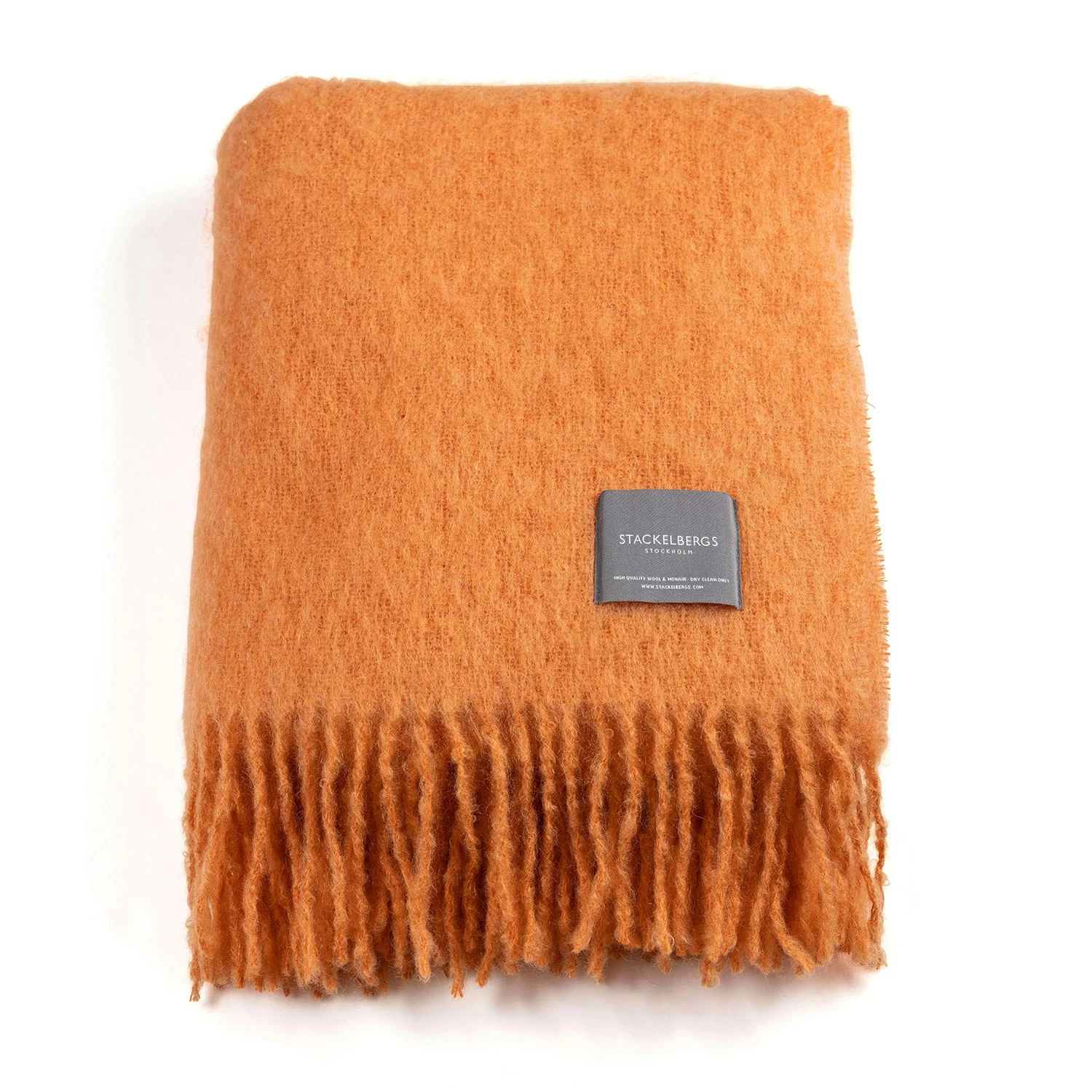 Mohair Decke Gerollte Franse 130x170 Cm, Orange