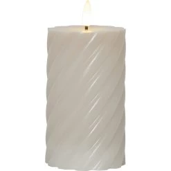 Star Trading Flamme Swirl LED Stumpenkerze 15 Cm, Beige